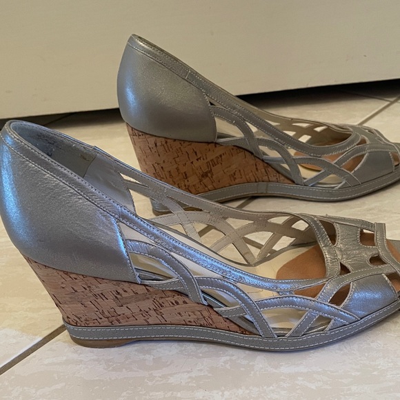 Stuart Weitzman Silver Wedge Sandals - Picture 8 of 14